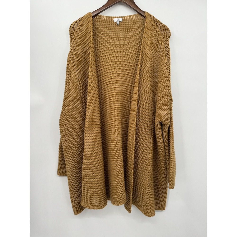 Tobi Womens Oversized Chunky Knit Open Front Cardigan Camel Mustard M FSW151062